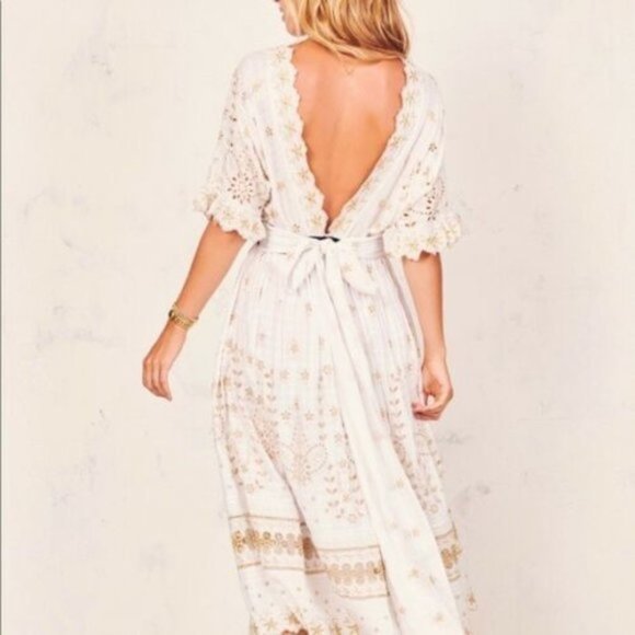 LOVESHACKFANCY Augusta velvet-trim metallic Dress - Picture 3 of 6